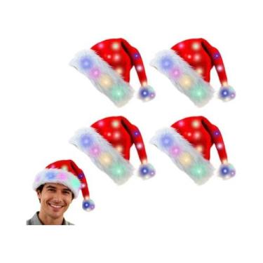 Imagem de Chapéu De Festa De Pelúcia Com LED Piscante Do Papai Noel Para Criança