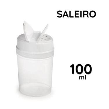 Imagem de Saleiro Porta Sal Temperos Condimentos Plástico Tampa Dupla 100ml Cozi