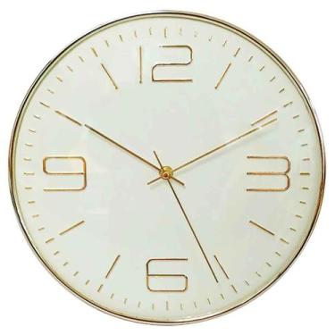 Imagem de Relógio de Parede Decorativo 30cm Silencioso Moderno - Livon, Dourado