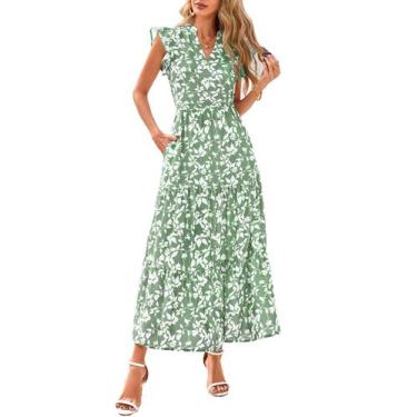 Imagem de Vestido midi feminino PRETTYGARDEN 2025 floral com decote em V com bab