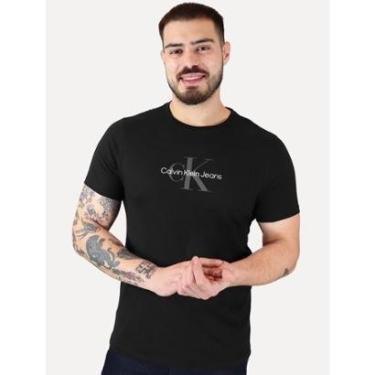Imagem de Camiseta Calvin Klein Jeans Masculina New Re Issue Frontal Logo Preta-Masculino