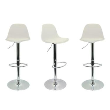 Imagem de Kit 3 Banqueta Cozinha Bar Bancada July Luisa Eames Alta Branca - BRAS