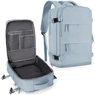 Imagem de coowoz Mochila de viagem grande para mulheres e homens, mochila de mão, mochila de caminhada, impermeável, para esportes ao ar livre, Cinza, azul, 30L, Viagens