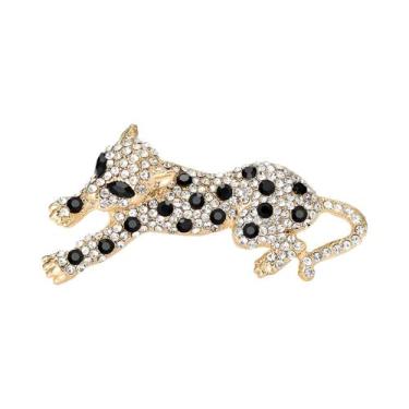 Imagem de Broche Vintage Feminino De Leopardo Com Strass, Pin Unissex De Animal,