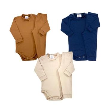Imagem de Kit 3 Conjuntos Térmicos Peluciado Body + Calça bebê - M - Fofotinhos,