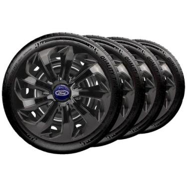 Imagem de Jogo 4 Calota Velox Aro 15 Preta Ford Ka Escort Fiesta Focus - Elitte