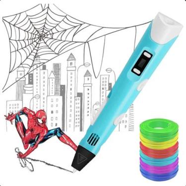 Imagem de Caneta 3d Infantil Impressora Azul Criativo Cabo USB - LIPPIN
