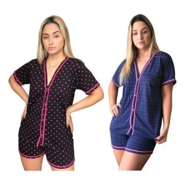 Imagem de Kit 2 Pijamas Feminino Americano Adulto Curto Malha Gestante - PIJAMAS