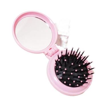 Imagem de Escova De Cabelo Portátil Dobrável Pequena Para Mulheres Com Espelho, 
