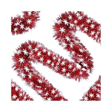 Imagem de Guirlanda De Natal Com Flocos De Neve Metálicos De 2M, Decoração Para 