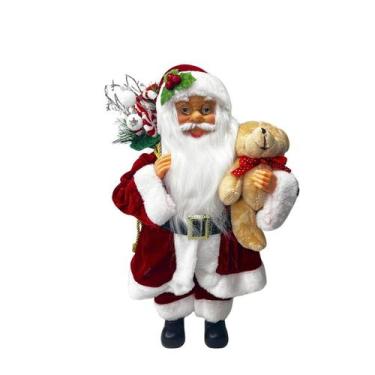Imagem de Papai Noel Com Saco De Presente E Urso 40 CM VM 25608 - Tuut