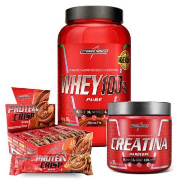 Imagem de Kit Whey 100% Chocolate + Crisps Bar + Creatina 300g - Integralmedica,