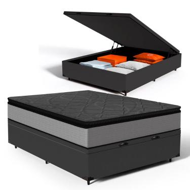 Imagem de Cama Box Baú com Colchão de Molas Ensacadas Pillow Top UmaFlex Vitta Casal 138cm