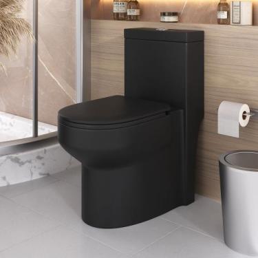 Imagem de Vaso Sanitário Monobloco para Banheiro Eva - Fabribam Preto Fosco, Pre