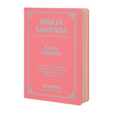 Imagem de Biblia Sagrada Letra Gigante Luxo Popular - Rosa - Com Harpa - RC - RE