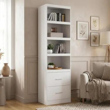 Imagem de Estante de Livros 56,5CMX200CM 2 Gavetas 4 Prateleiras Moderna 8304 Br