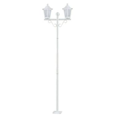 Imagem de Kit 12 Postes Luminária Branco Jardim Muro 2 Lâmpadas E27 Grega Lente Fosca Dital
