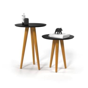 Imagem de Mesa lateral redonda conjunto 2 un para sala de estar - OFERTAMO, PRET