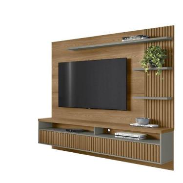 Imagem de Painel Home 203cm para TV até 65" Araruna Linea Brasil - Amêndoa/Titân
