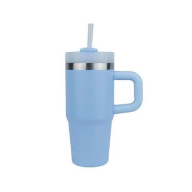 Imagem de Copo Quencher Térmico 420ml Garrafa com Alça e Canudo Bebidas Quentes 