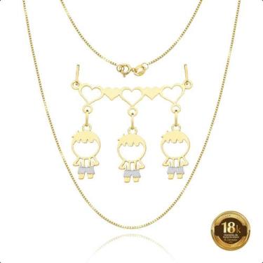 Imagem de Cordão 45cm Com Canga E Pingentes filhos Ouro 18k - Paulistana Joias, 