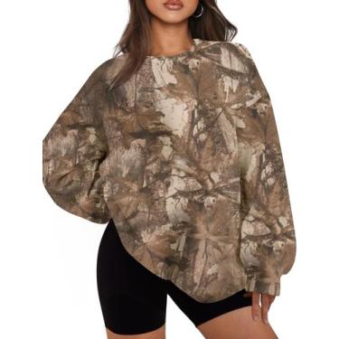 Imagem de Moletom feminino calbático camuflado de tamanho grande com estampa de 