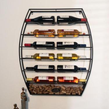 Imagem de Adega decorativa, suporte de garrafas de vinho com porta-rolhas em for