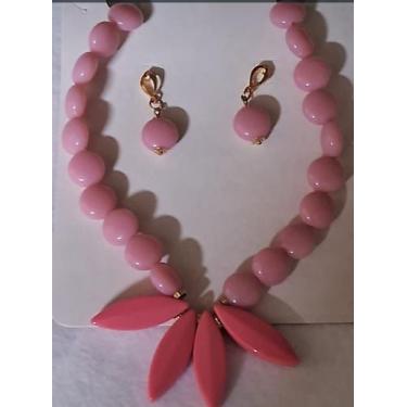 Imagem de Kit colar com brincos colorido artesanal  rosa - Rani