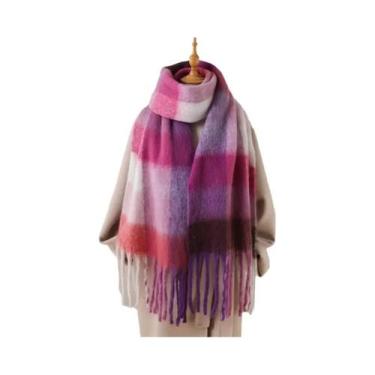 Imagem de Cachecol De Luxo Feminino Em Cashmere Xadrez, Xale Quente De Inverno, 
