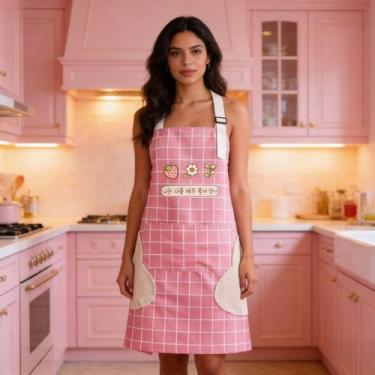 Imagem de Avental Cozinha Feminino Com Bolso Ajuste Alça Impermeável - - Losan, 