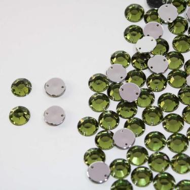 Imagem de CHATON PRIMEIRA LINHA  REDONDO 10MM - VERDE OLIVA/OLIVINE  - 250Pçs - 
