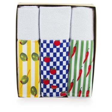 Imagem de Kit Pano de Copa Essencial Azeitona 3 peças - Catran, Estampado