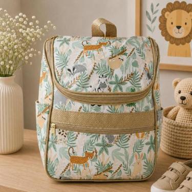 Imagem de Mochila Maternidade Média Elegante Espaçosa Prática Resistente Cor:Beg