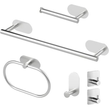 Imagem de Kit Acessórios para Banheiro em Aço Inox 304 Prata – 6 Peças