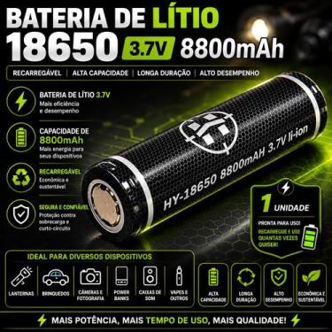 Imagem de Bateria Recarregável 18650 Li-Ion 8800mAh com Chip de Proteção para La