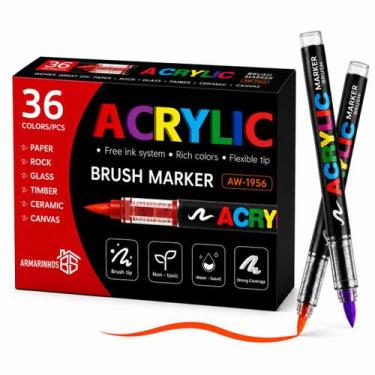Imagem de Kit Caneta Marcador Acrílica Brush Pen Pincel Para Lettering Artesanat