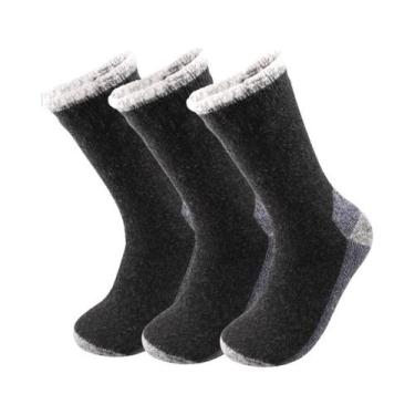 Imagem de Meias Térmicas Masculinas De Lã Merino Para Inverno, 3 Pares, Super Gr