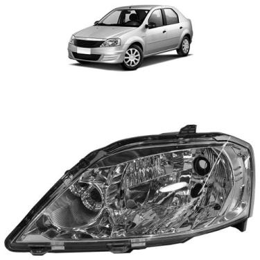 Imagem de Farol Dianteiro Logan 2011 2012 A 2013 Lente Lisa Acrílico Máscara Cro