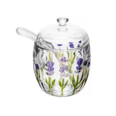 Imagem de Açucareiro de Cristal com Colher Lavanda Hand Painting 180ml - Lyor
