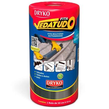 Imagem de Manta e Fita Asfáltica Vedatudo Autoadesiva com Filme de Alumínio Prata Dryko 30CM X 10M