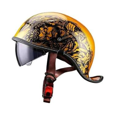 Imagem de Capacete De Moto Retrô Unissex DOT Para Verão, Modelo Aberto (Half Hel