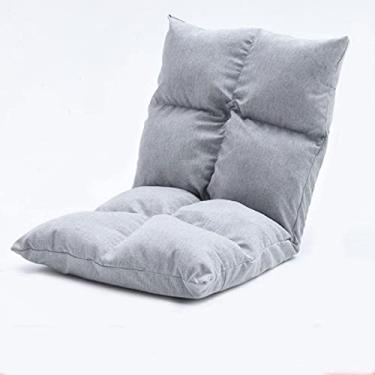 Imagem de Diumy Cadeira de chão preguiçosa ajustável em 6 posições, cadeira de tatame preguiçosa com suporte para as costas, almofadas de assento de vídeo acolchoadas dobráveis para adultos em ambientes internos - cinza 52 x 55 x 55 cm (20 x 22 x 22 polegadas)