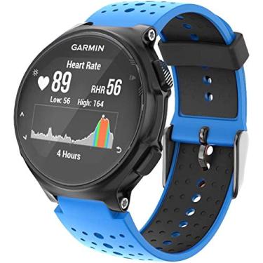 Imagem de Pulseira para Smartwatch Garmin Forerunner modelos 230 235 220 620 630 735 735XT - Nandos-Store (com chave para troca) (Azul com preto)