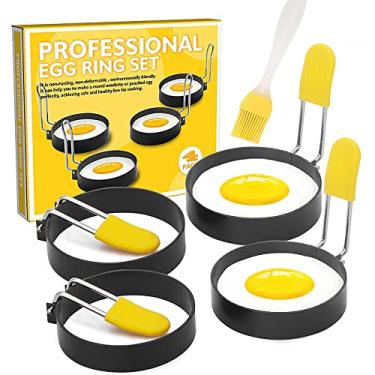 Imagem de FUYTERY Anel de Ovo Aço Inoxidável Antiaderente Cozinha Fritura Molde Formador de Ovos (4 peças)