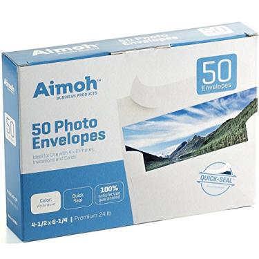 Imagem de 50 envelopes brancos A4 4x6 para selagem automática de foto – serve para 4 x 6 fotos, convites, fecho de selagem forte SELF, tamanho 4,5 x 6,25 polegadas, 24 lb, branco, 50 pacotes (36050)