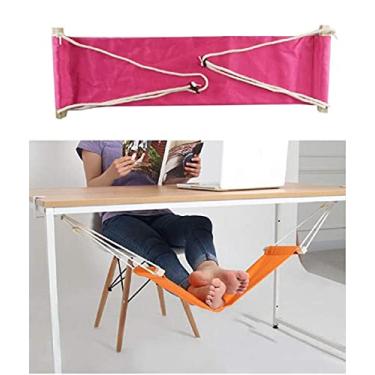Imagem de Rede de pé ajustável portátil Home-organizer Tech para mesa de canto escritório descanso de pé mini sob mesa descanso de pé rede para casa, escritório, avião, viagem, estudo e relaxamento, rosa