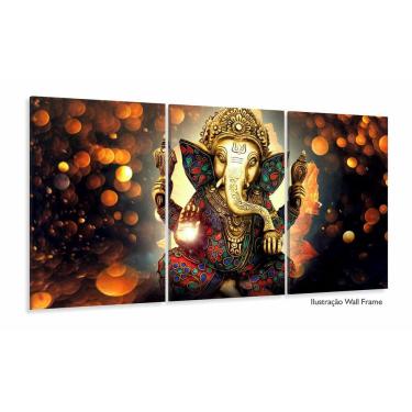 Imagem de Quadro Decorativo Ganesha Sala Quarto 120x60 3 peças