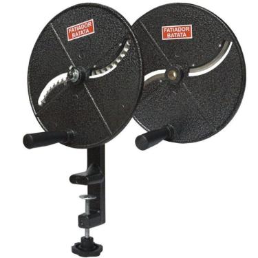 Imagem de Fatiador Picador 2 Discos Manual Folhas Hortaliças Couve Batata Cenoura Legumes Vitalex FL2 Cinza