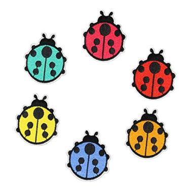Imagem de Simhoa 6 pçs padrão joaninha patch tecido vestuário bordado aplicável, acessórios de costura artesanal, adesivos de vestuário costurados