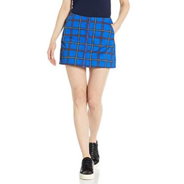 Imagem de OBEY Saia feminina evasê com zíper frontal, Cobalto Multi, 64